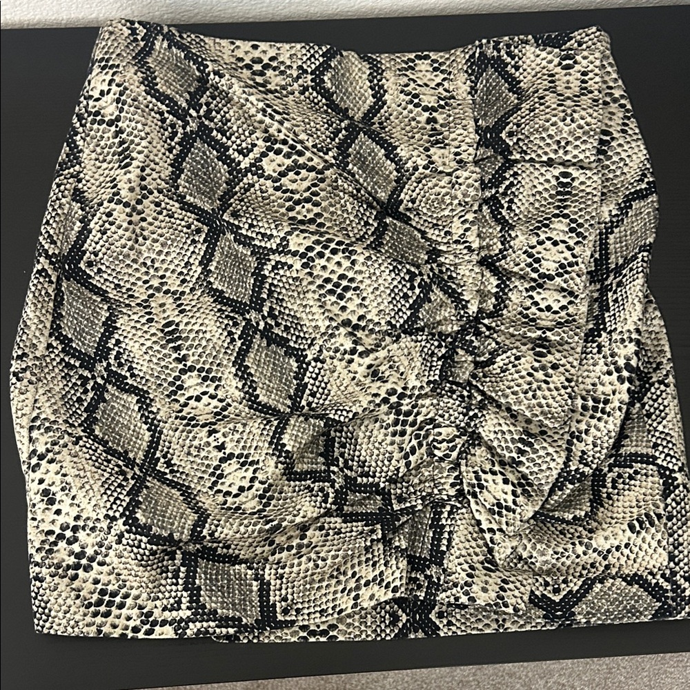 Zara Snake Print Mini Skirt with Ruffle Detail